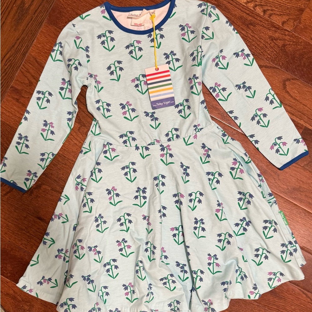 NEW Toby Tiger Floral Kids Dress in Green and Blue